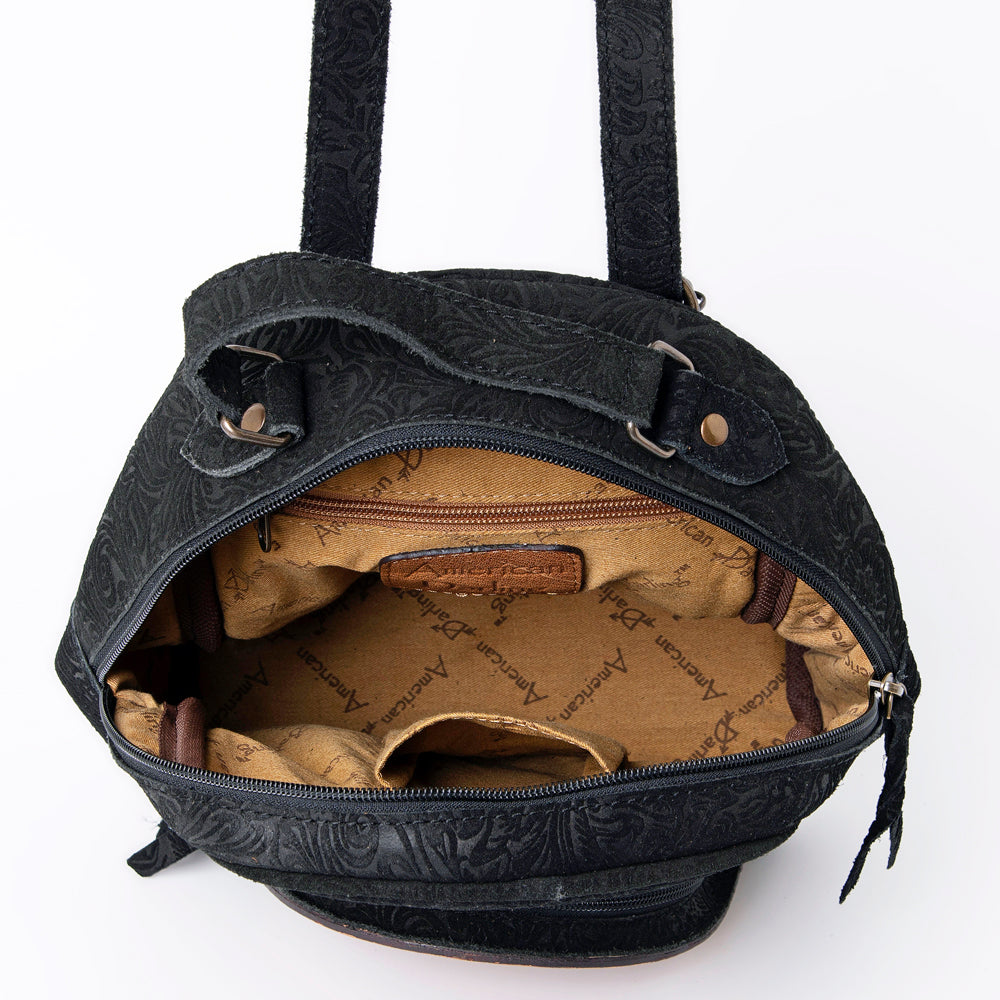 ADBGS156 Embossed Western Backpack with Hand-Tooled Floral Leather Pocket