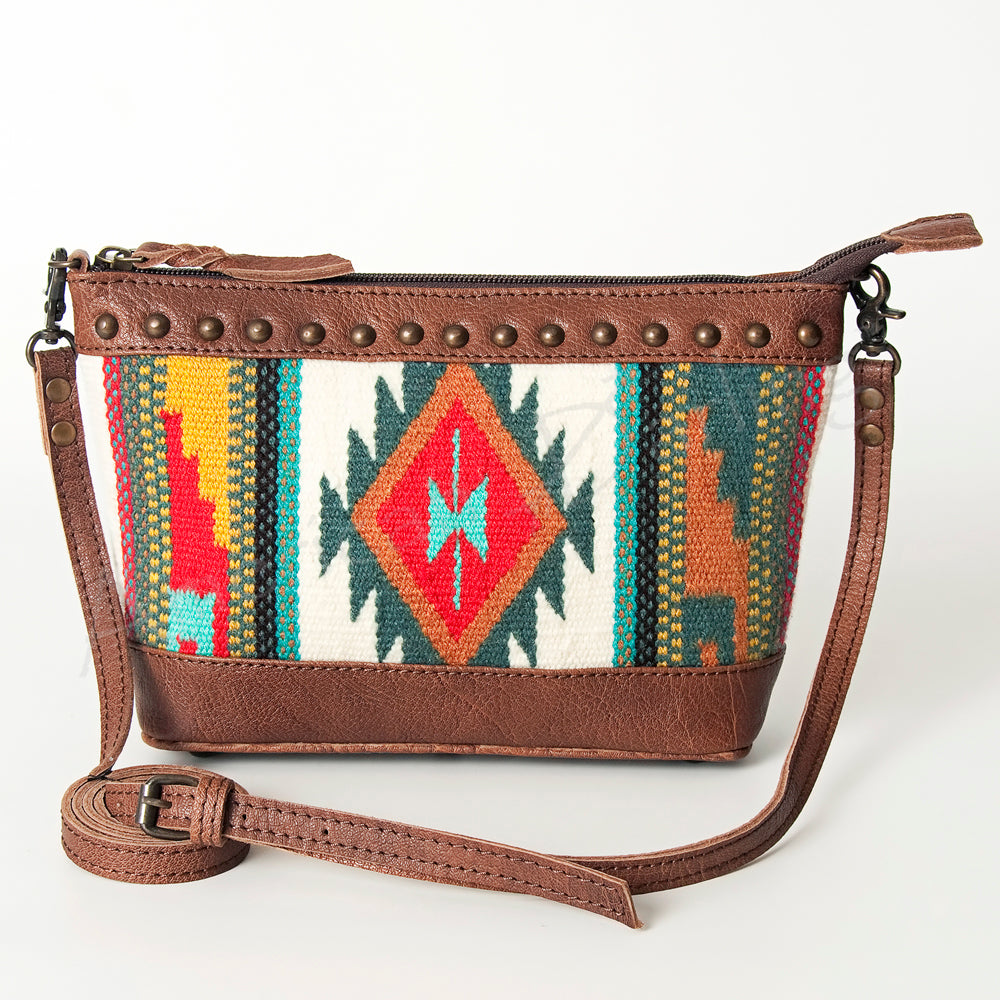 LC-ADBG783 Southwestern Crossbody Bag with Tooled Leather & Rivet Accents American Darling