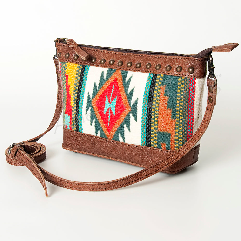 LC-ADBG783 Southwestern Crossbody Bag with Tooled Leather & Rivet Accents American Darling