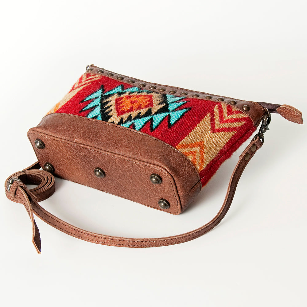 LC-ADBG783 Southwestern Crossbody Bag with Tooled Leather & Rivet Accents American Darling