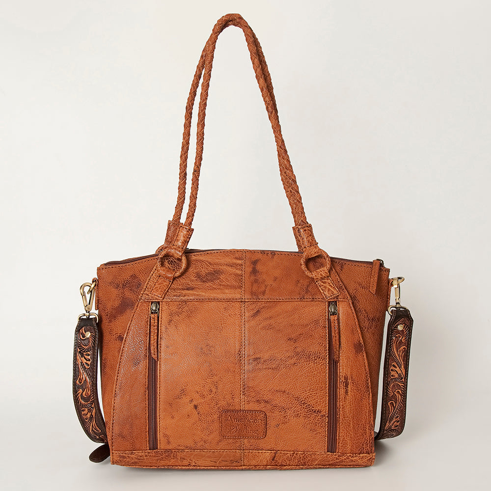 ADBGI146 Cowhide & Tooled Leather Western Tote - Genuine Hair-On Shoulder Bag