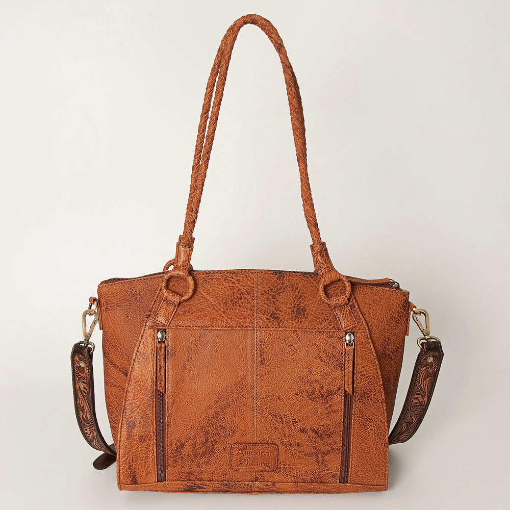 ADBGI146 Cowhide & Tooled Leather Western Tote - Genuine Hair-On Shoulder Bag