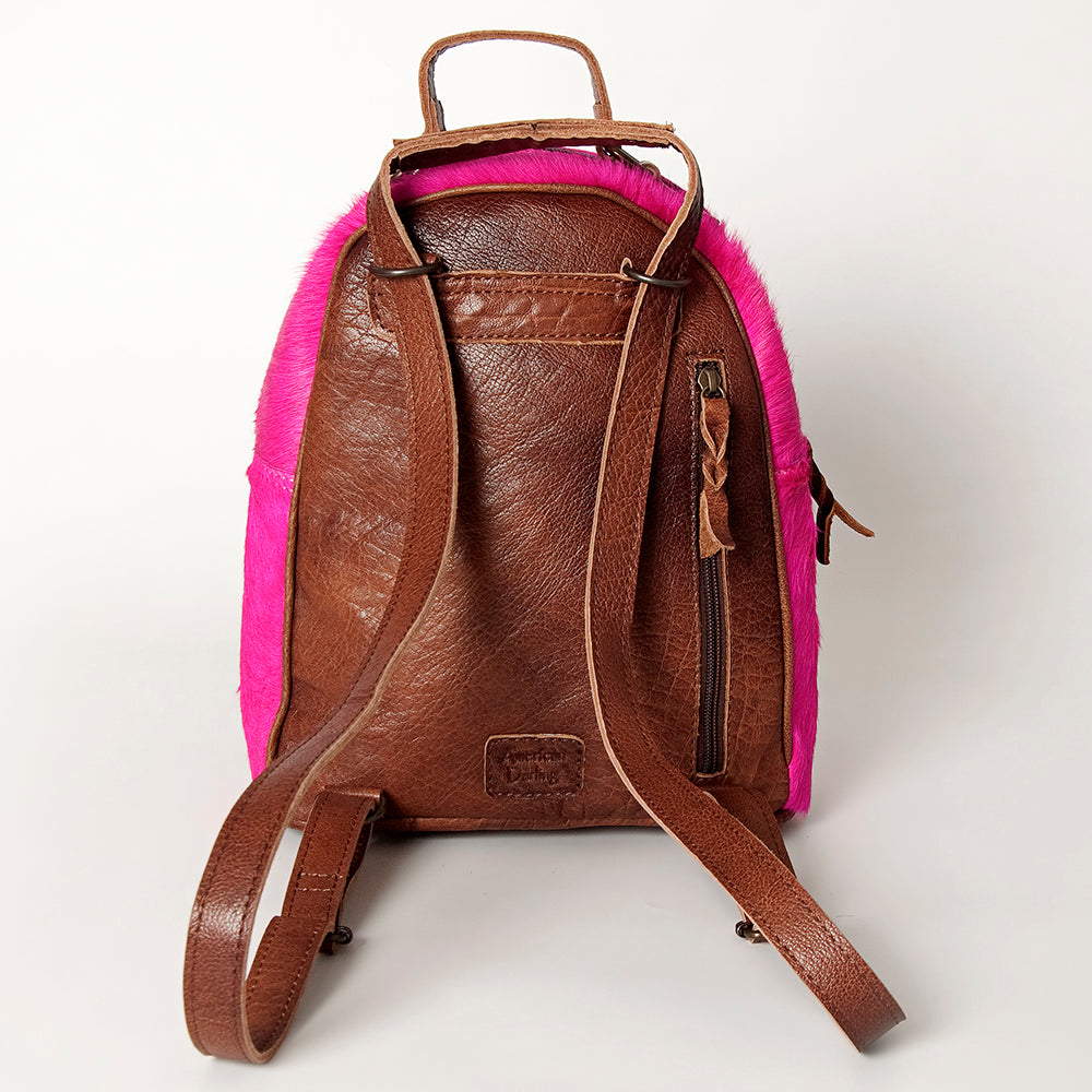 ADBGS156 Hot Pink Cowhide Leather Backpack with Inlay - Western Cowgirl Statement Bag