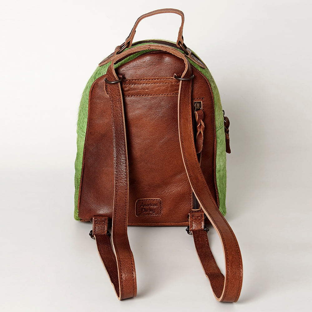 ADBGS156 Green Cowhide Leather Backpack with Bold Inlay - Western Cowgirl Statement Bag