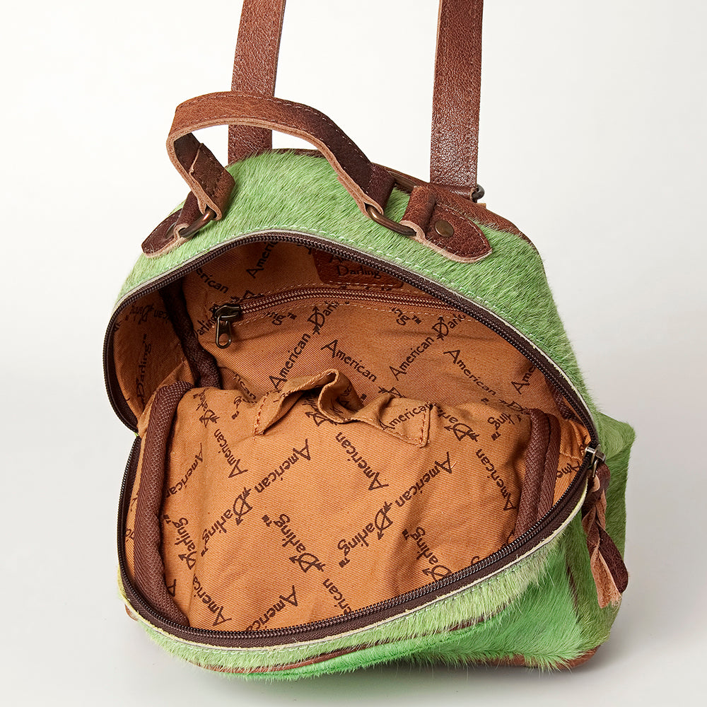 ADBGS156 Green Cowhide Leather Backpack with Bold Inlay - Western Cowgirl Statement Bag