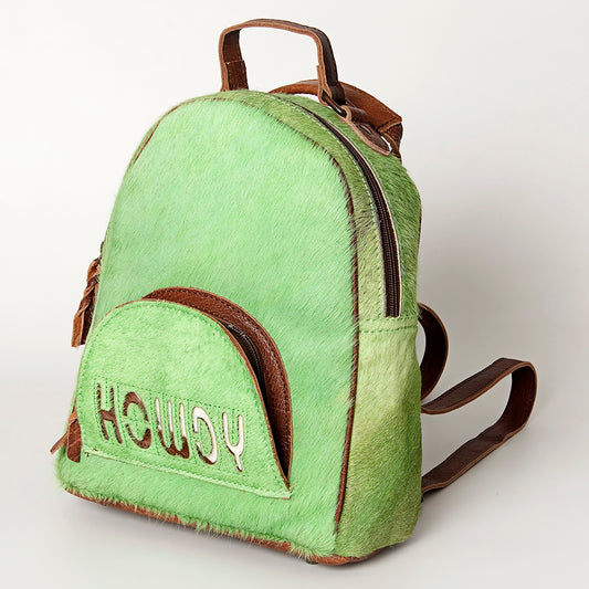ADBGS156 Green Cowhide Leather Backpack with Bold Inlay - Western Cowgirl Statement Bag