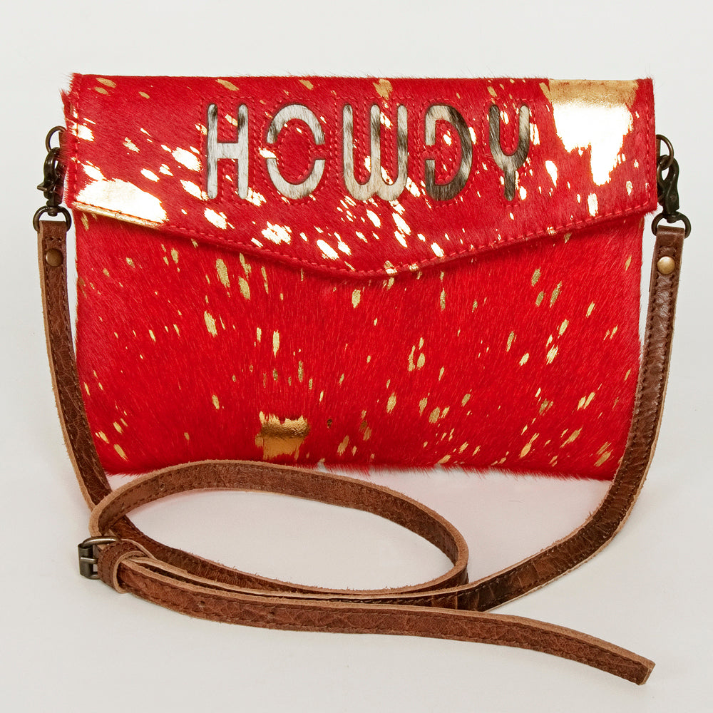 ADBGS178 Red Metallic Cowhide Envelope Crossbody - Western Leather Purse