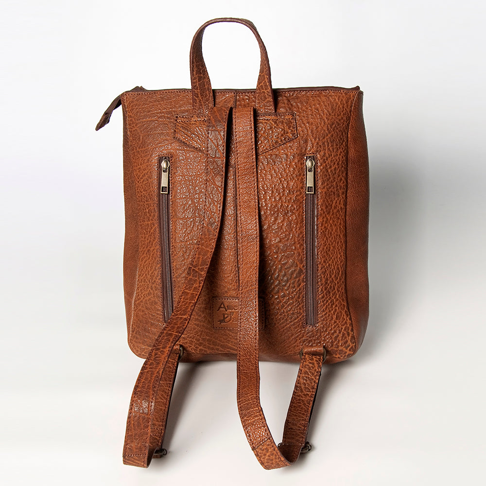 LC-ADBGZ307A Southwestern Wool & Leather Backpack - Turquoise, Blue, and Red Tribal Weave