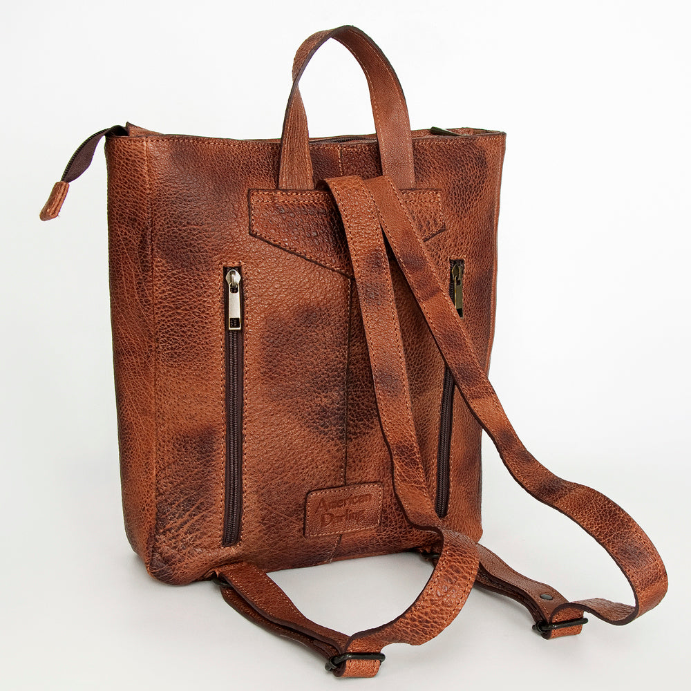 LC-ADBGZ307C Southwestern Wool & Leather Backpack - Yellow & Green Tribal Aztec Design