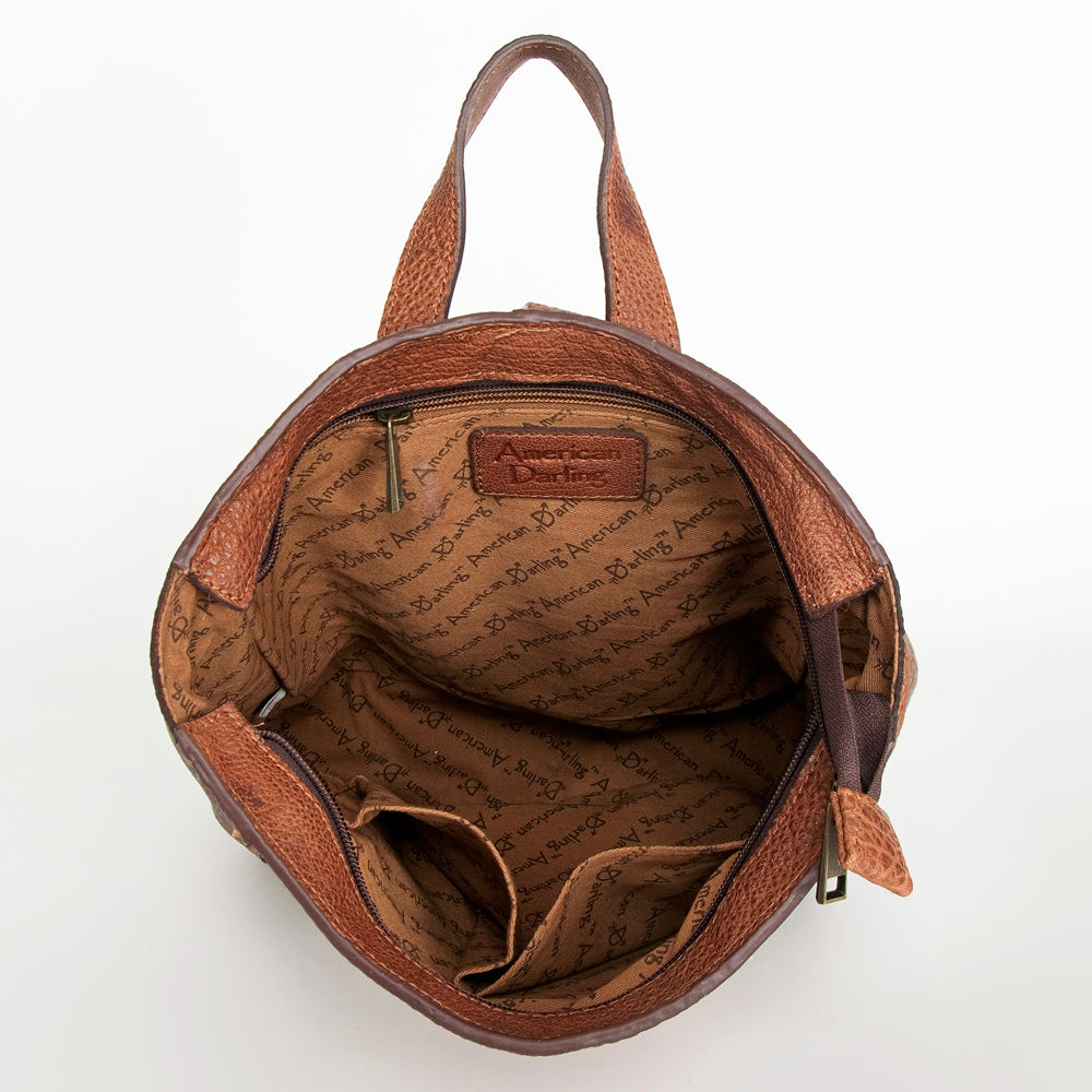 LC-ADBGZ307C Southwestern Wool & Leather Backpack - Yellow & Green Tribal Aztec Design