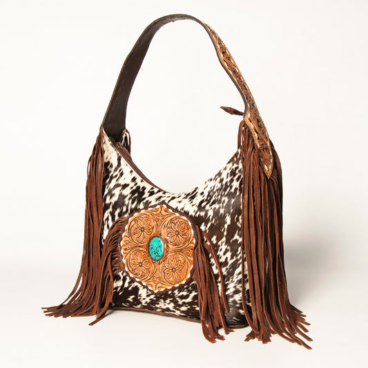 LC-ADBGA221 American Darling Hobo Bag Hair-On Hide with Tooled Leather & Turquoise Concho