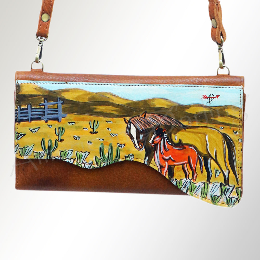 ADBGM179 Handcrafted Western Tooled Leather Crossbody with Artistic Rodeo Design