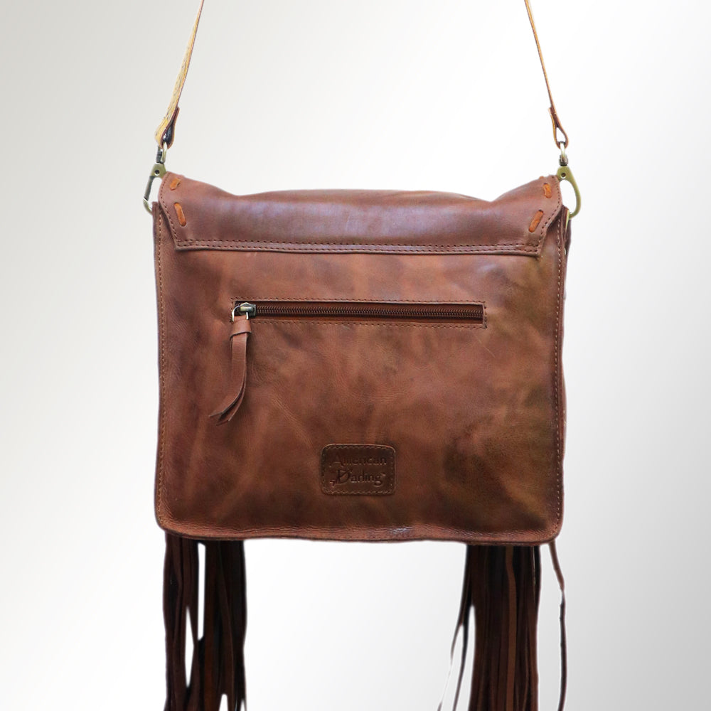 ADBGM109 Fringed Leather Western Crossbody Bag - Painted Artwork