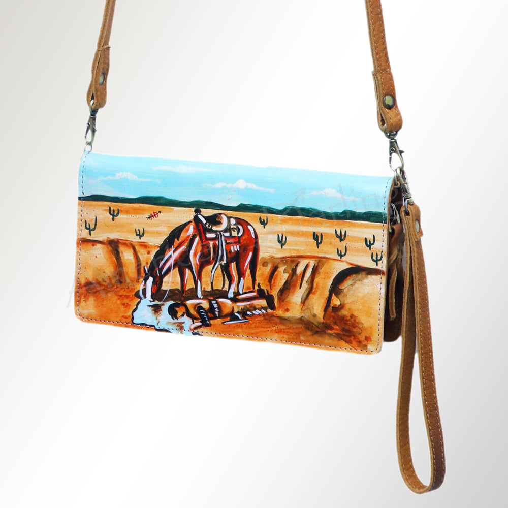 ADBGM169 Hand-Painted Leather Crossbody Purse - Multiple Western Scene
