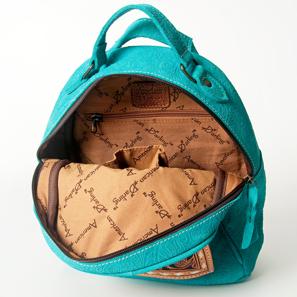 ADBGS156 Embossed Western Backpack with Hand-Tooled Floral Leather Pocket