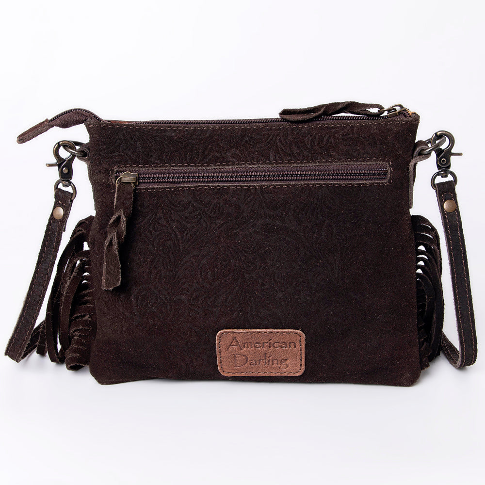 ADBG109 American Darling Hand-Tooled and Floral Embossed Leather Western Crossbody Bag