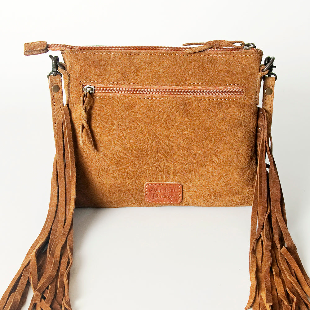 ADBG109 American Darling Hand-Tooled and Floral Embossed Leather Western Crossbody Bag