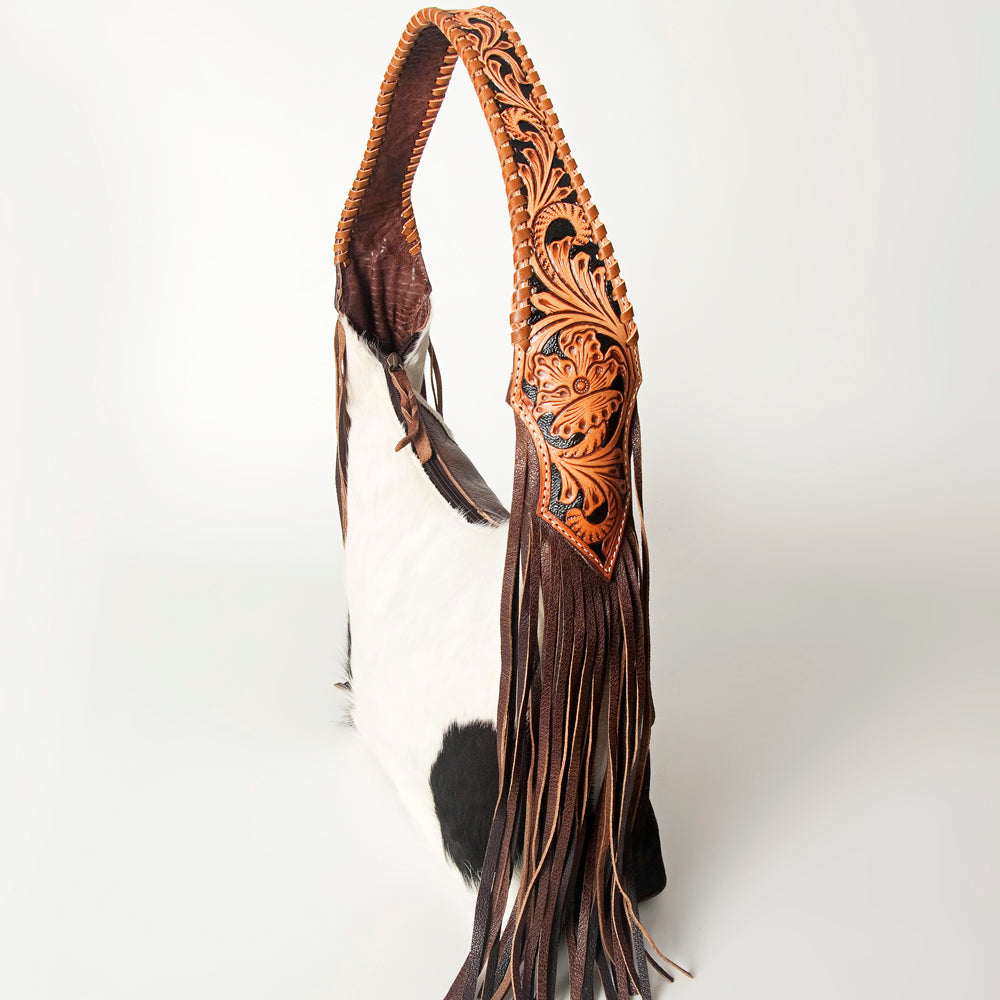 LC-ADBG803 Annie Western Hobo Bag Hair-On Cowhide & Tooled Leather Shoulder Purse