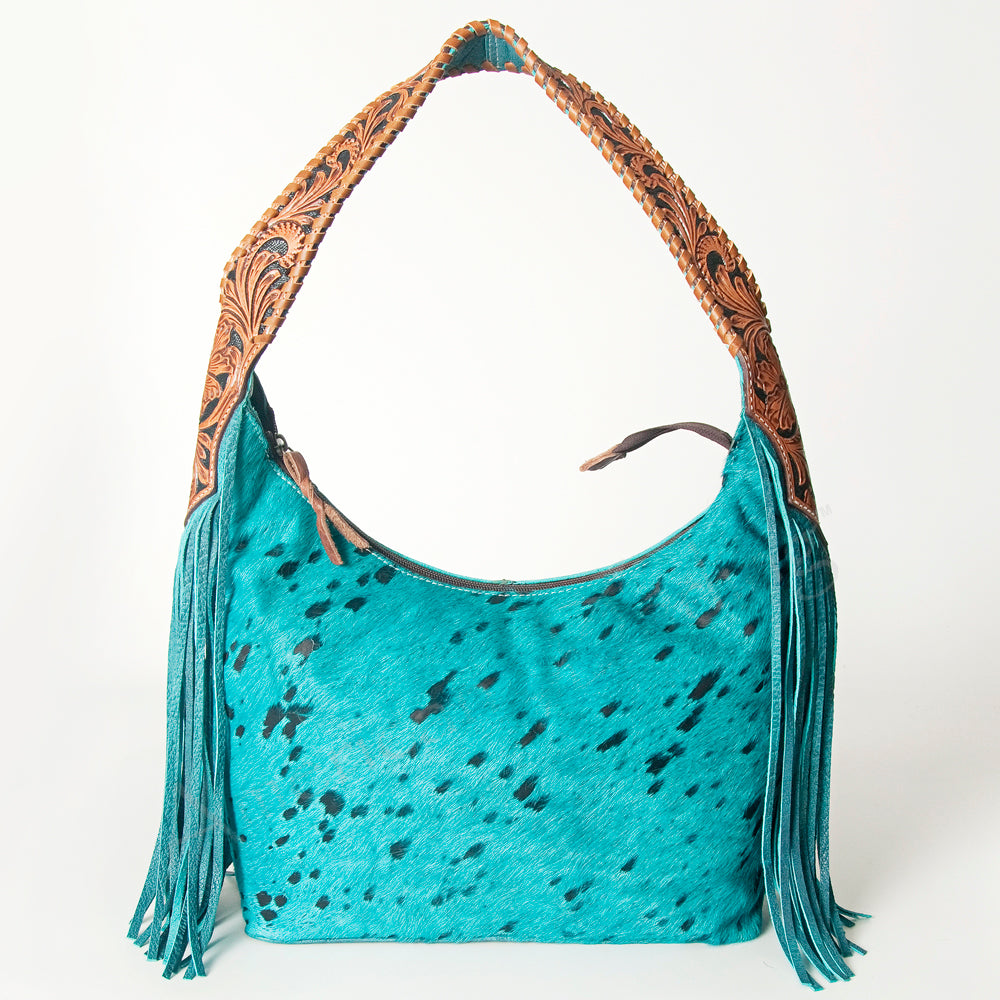 LC-ADBG803 Western Hobo Bag Hair-On Cowhide & Tooled Leather Shoulder Purse