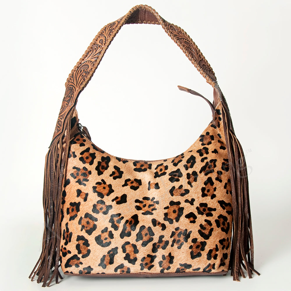 LC-ADBG803 Western Hobo Bag Hair-On Cowhide & Tooled Leather Shoulder Purse