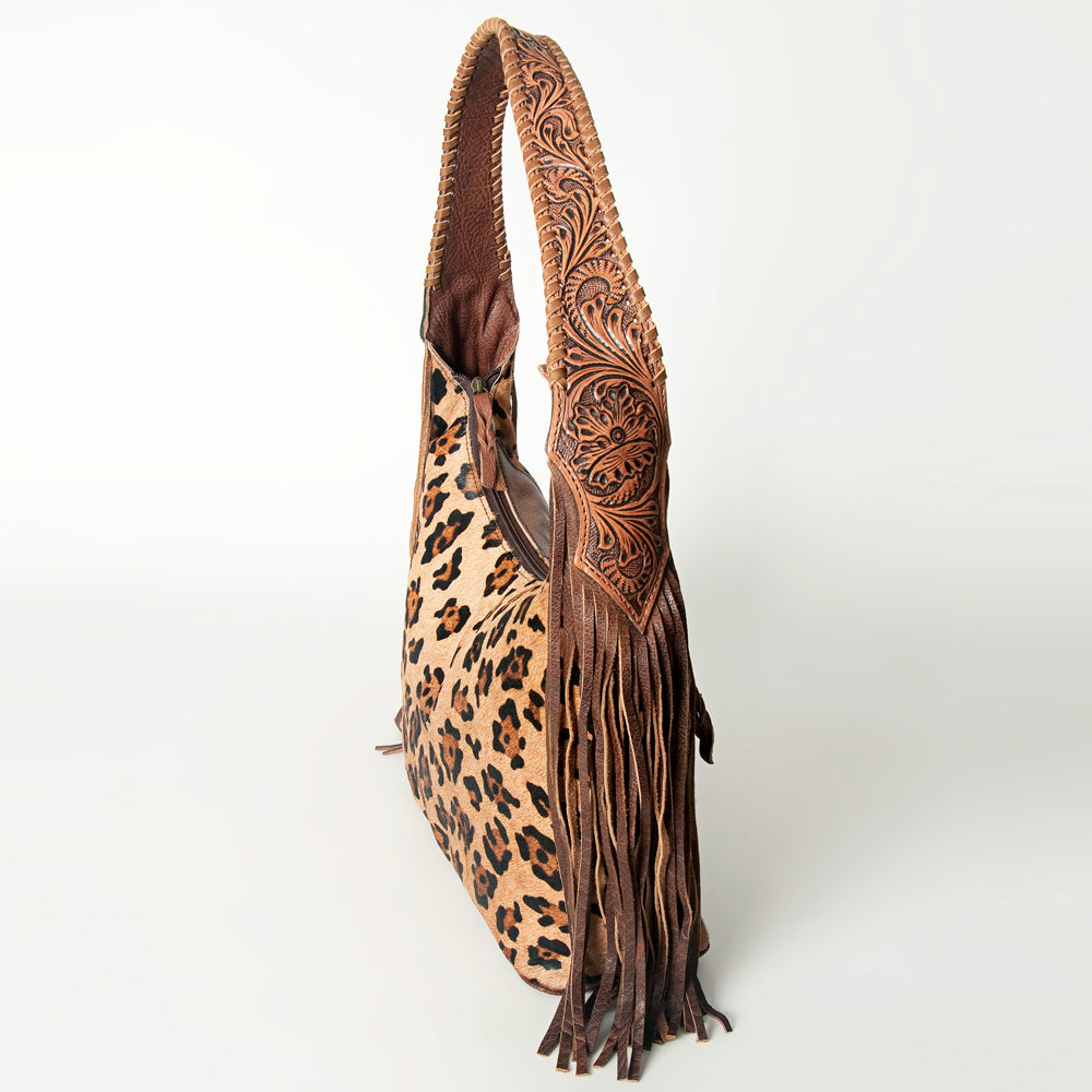 LC-ADBG803 Western Hobo Bag Hair-On Cowhide & Tooled Leather Shoulder Purse