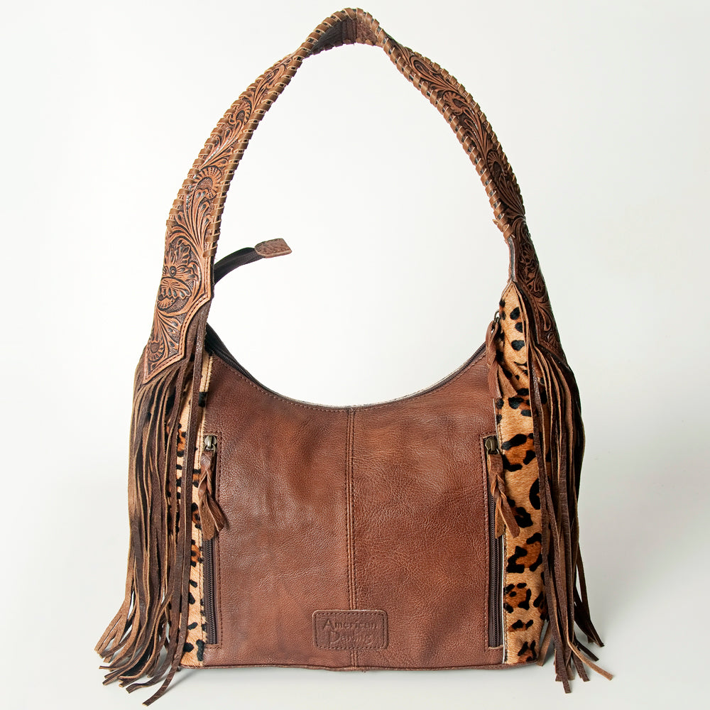 LC-ADBG803 Western Hobo Bag Hair-On Cowhide & Tooled Leather Shoulder Purse