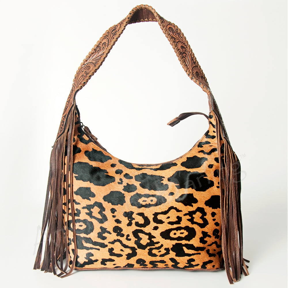 LC-ADBG803 Western Hobo Bag Hair-On Cowhide & Tooled Leather Shoulder Purse