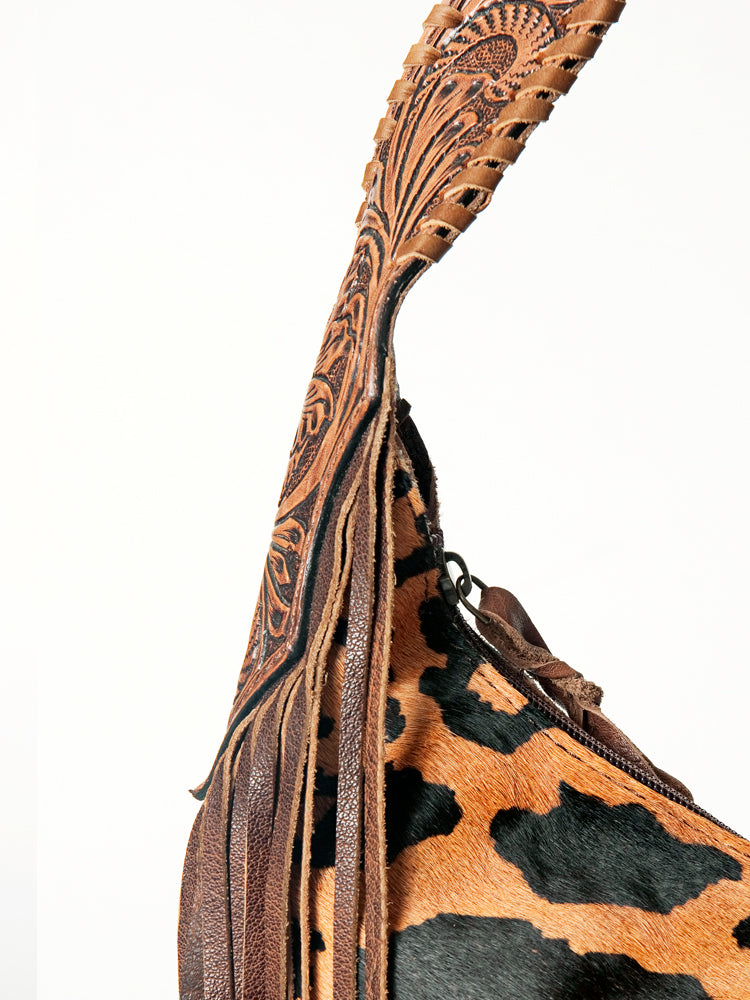 ADBG803 American Darling Handcrafted Cowhide Hobo Bag Tooled Leather Fringe Shoulder Bag