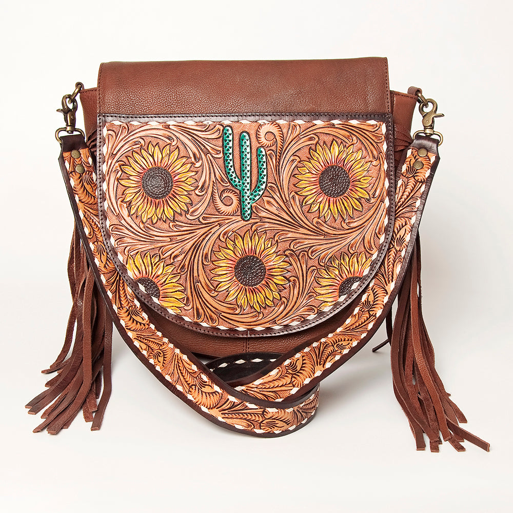 LC-ADBGA163 Messenger Hand Tooled Genuine Western Leather Women Bag