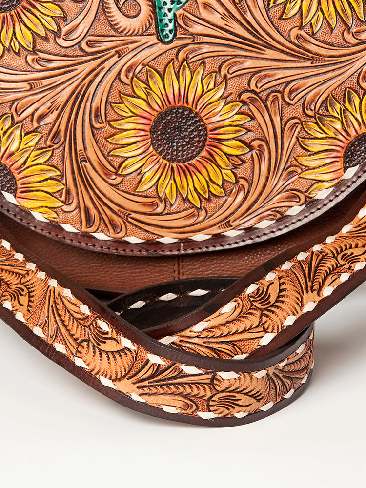 LC-ADBGA163 Messenger Hand Tooled Genuine Western Leather Women Bag