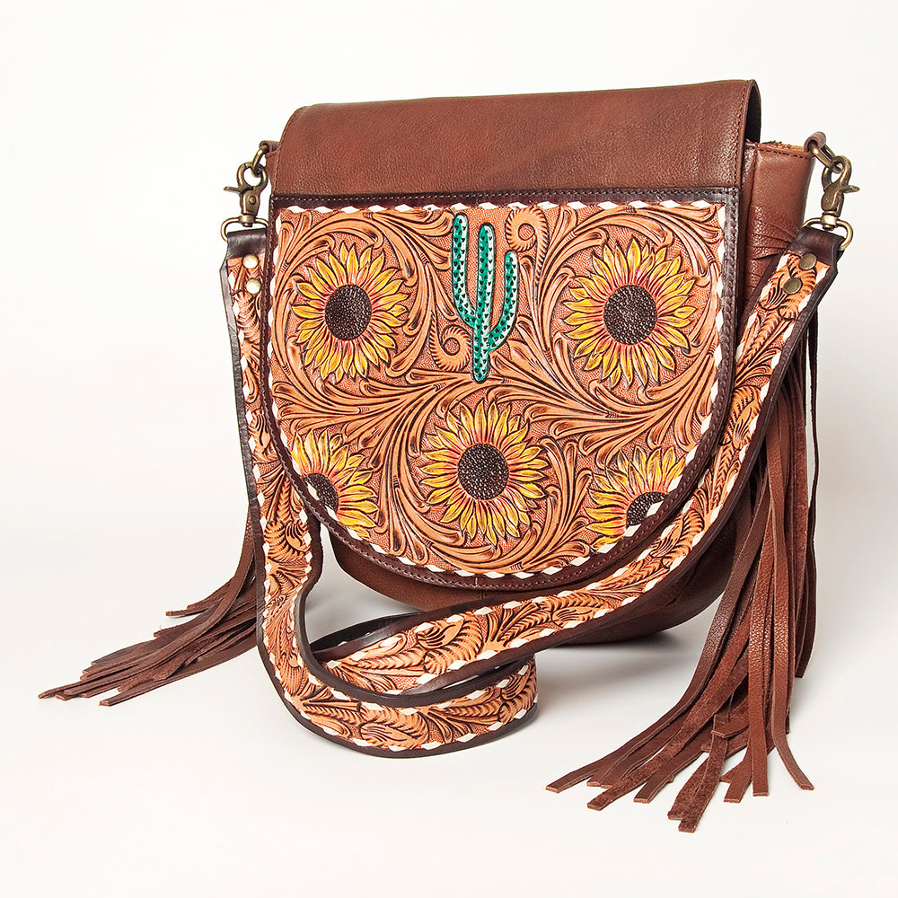 LC-ADBGA163 Messenger Hand Tooled Genuine Western Leather Women Bag