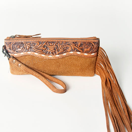ADBG344 American Darling Hand Tooled Leather WristletBag