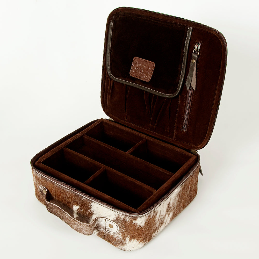 ADBGA225 American Darling Cowhide Leather Jewelry Case Genuine Hair-On Hide