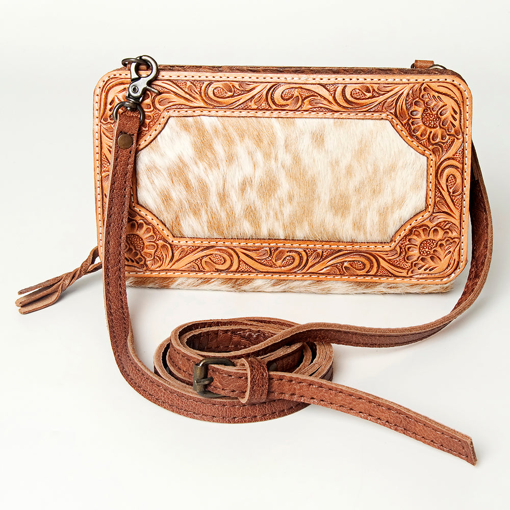 LC-ADBG808 Western Tooled Leather Crossbody Hair-On Cowhide Small Shoulder Bag