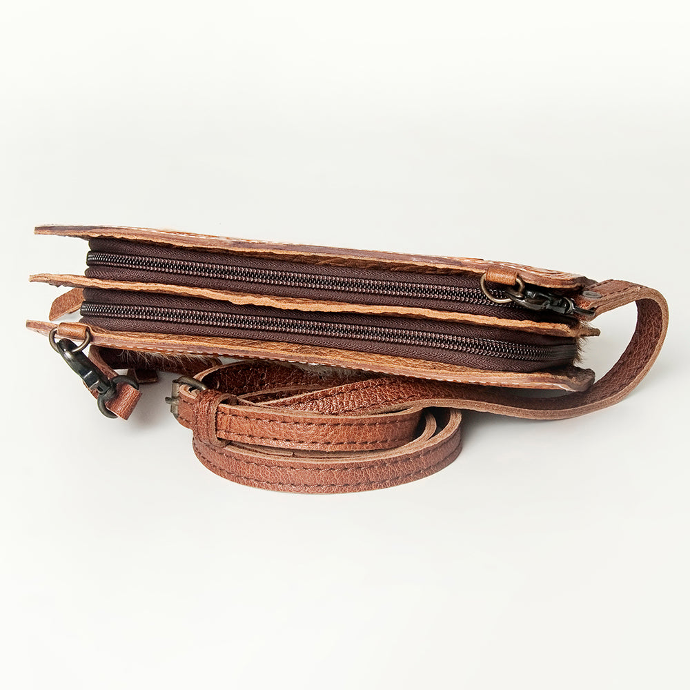 LC-ADBG808 Western Tooled Leather Crossbody Hair-On Cowhide Small Shoulder Bag
