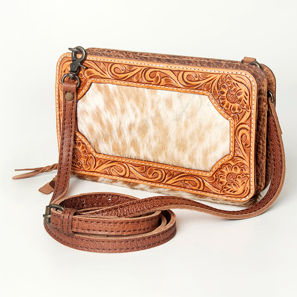 LC-ADBG808 Western Tooled Leather Crossbody Hair-On Cowhide Small Shoulder Bag