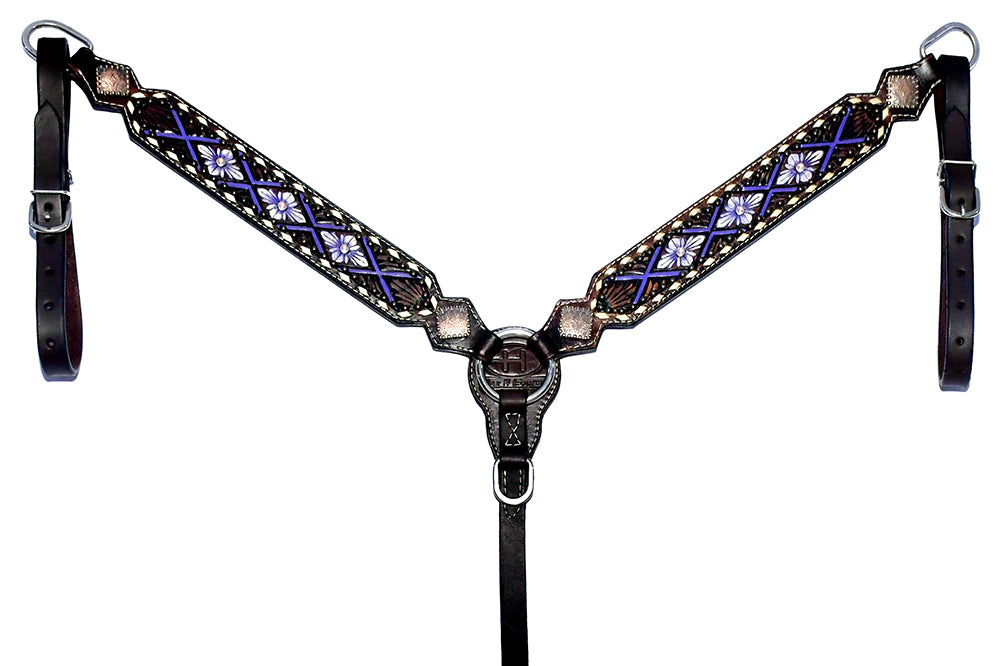 BER168-Western Leather Breast Collar