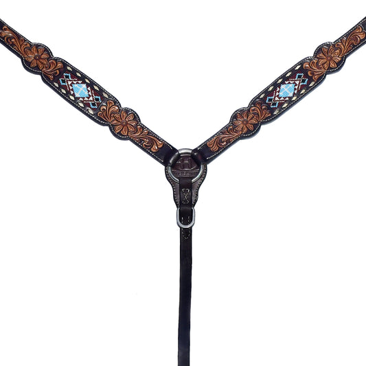 BER221-Western Leather Breast Collar