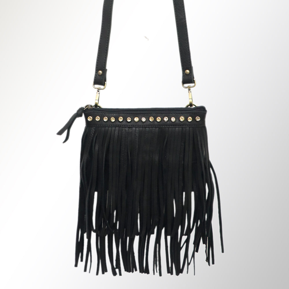 ADBGM244 Western Genuine suede Fringe Crossbody Bag - Studded Leather Festival Purse