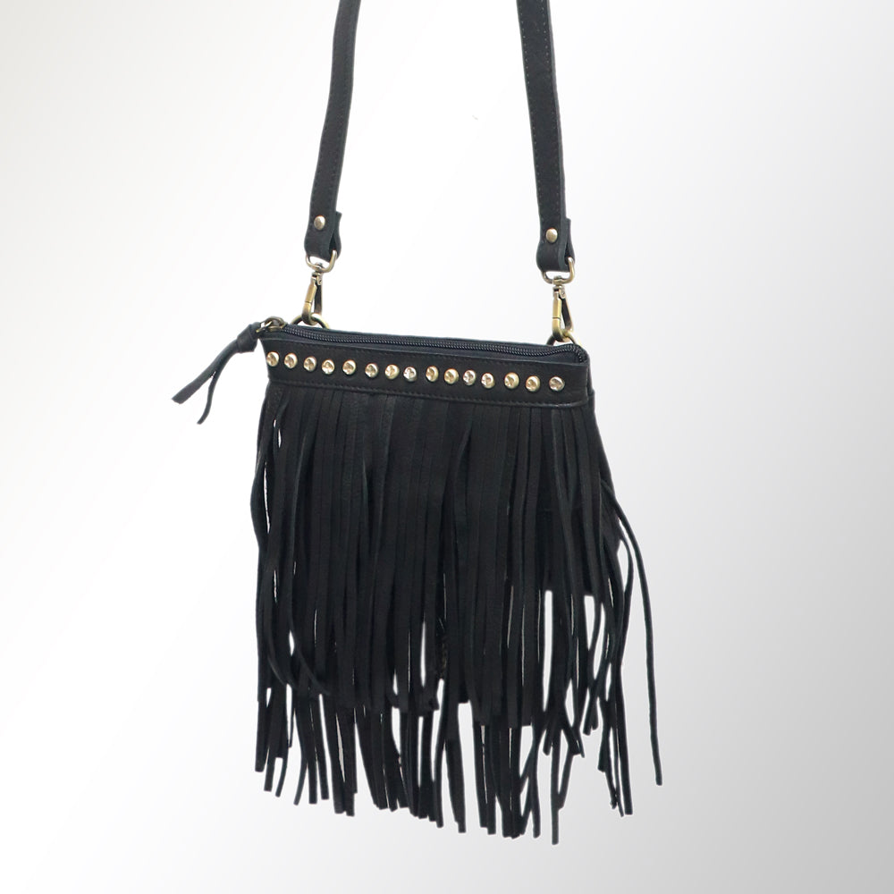 ADBGM244 Western Genuine suede Fringe Crossbody Bag - Studded Leather Festival Purse