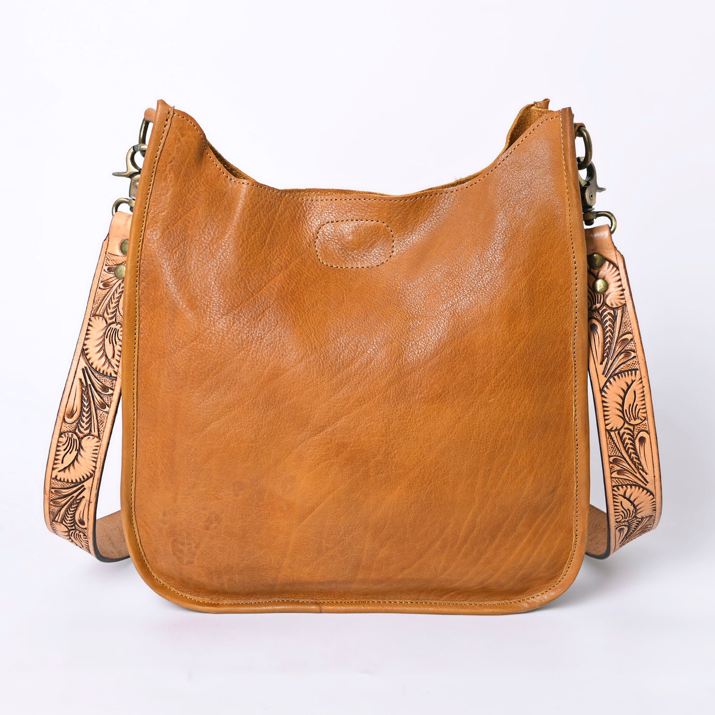ADBGM245 Leather Hobo Bag - Western Hand-Tooled Strap Purse