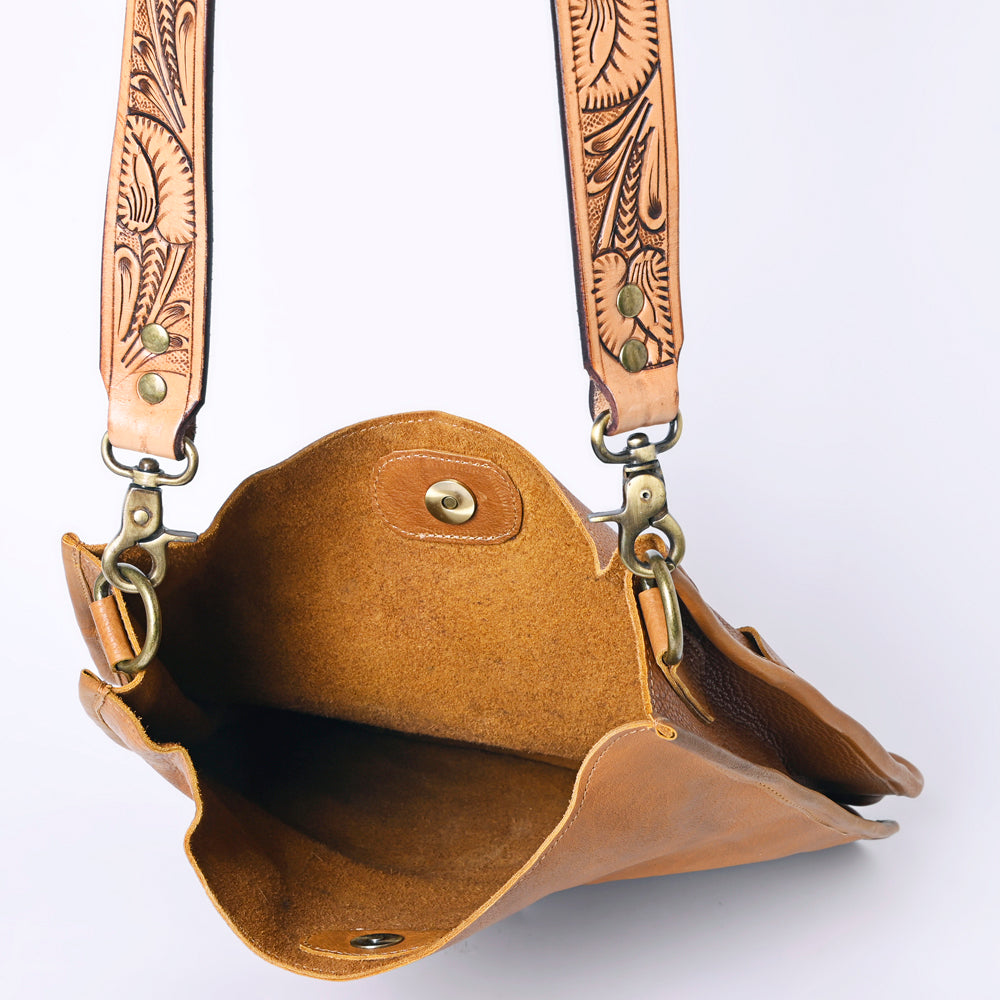 ADBGM245 Leather Hobo Bag - Western Hand-Tooled Strap Purse