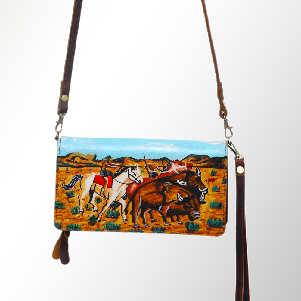 ADBGM169 Hand-Painted Leather Crossbody Purse - Multiple Western Scene
