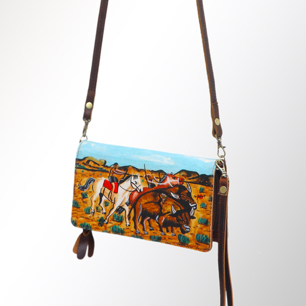 ADBGM169 Hand-Painted Leather Crossbody Purse - Multiple Western Scene