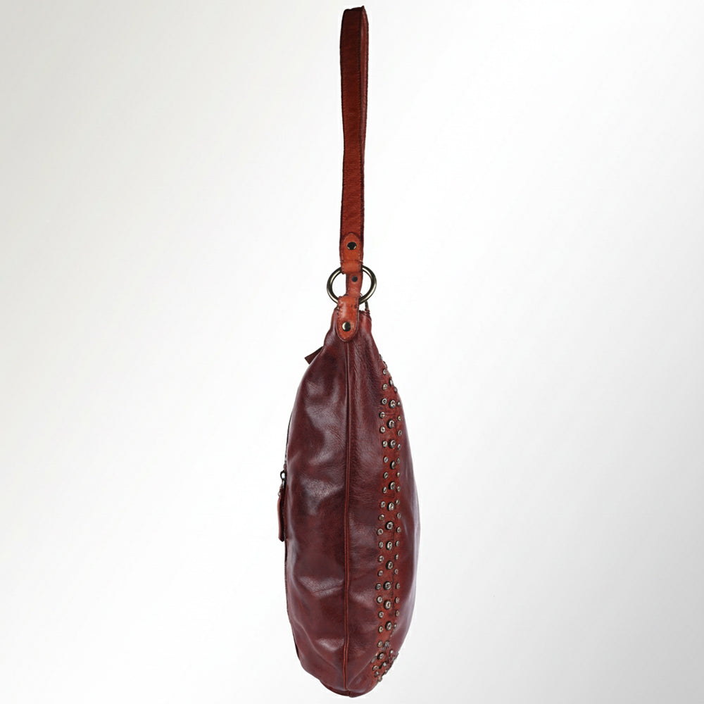 SWC142 Signature Riveted Leather Shoulder Bag