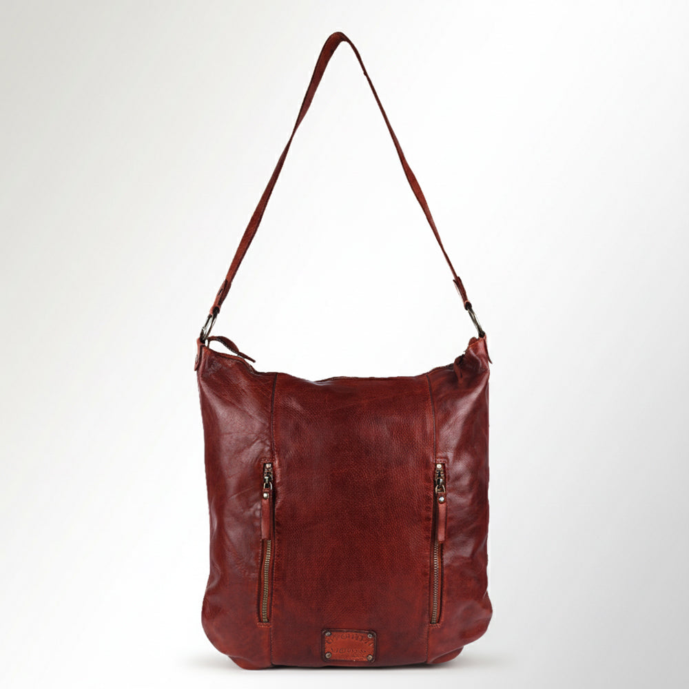 SWC142 Signature Riveted Leather Shoulder Bag