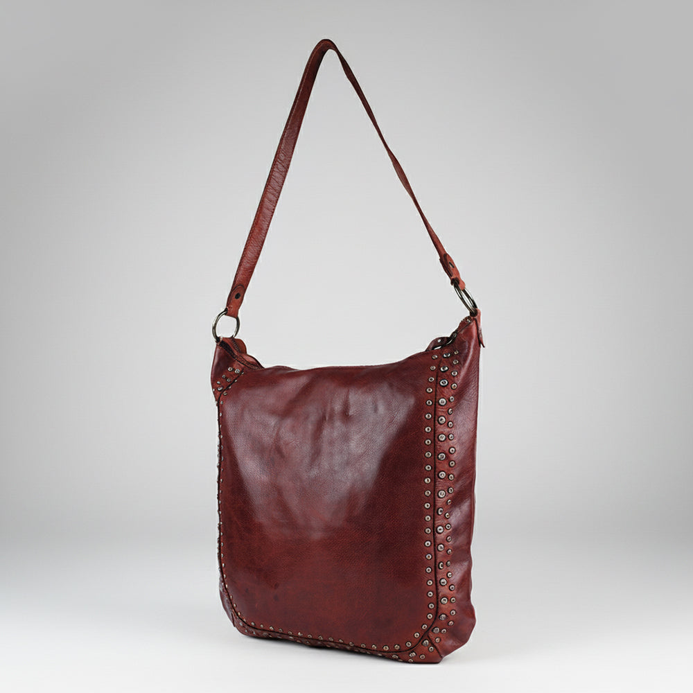SWC142 Signature Riveted Leather Shoulder Bag
