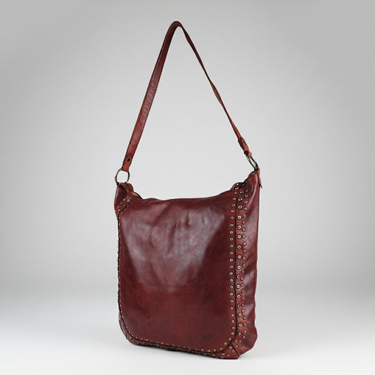 SWC142 Signature Riveted Leather Shoulder Bag