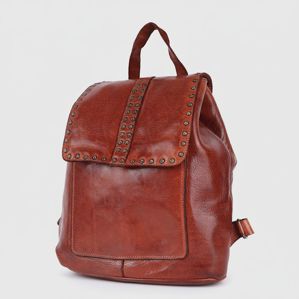 SWC145 Signature Riveted Leather Backpack