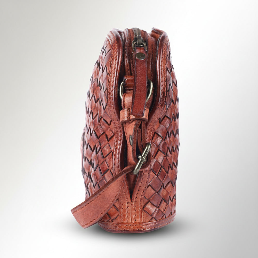 SWC148 Classic Leather Woven Crossbody